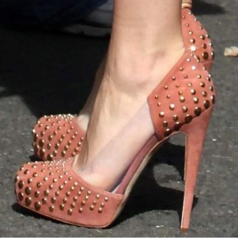 Brian Atwood Loca Studded Pumps Women Size 37.5 US 6